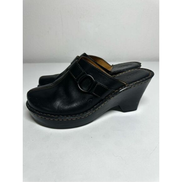 Born Women's Black Leather Clogs Mules Size 9 See Description - Picture 1 of 16